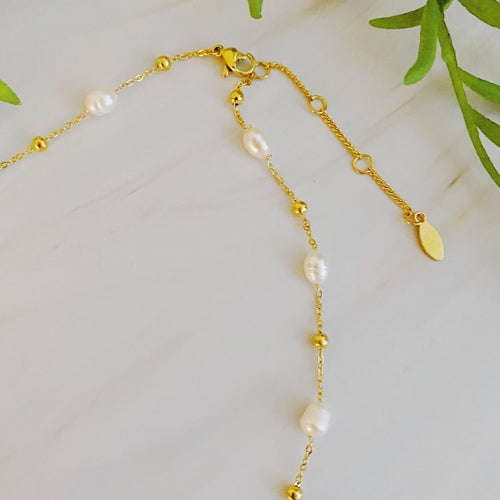 Ashley Freshwater Pearl Necklace - Waterproof Steel