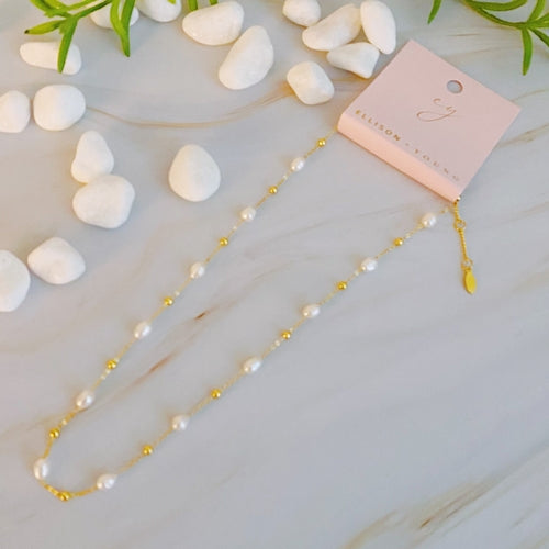 Ashley Freshwater Pearl Necklace - Waterproof Steel